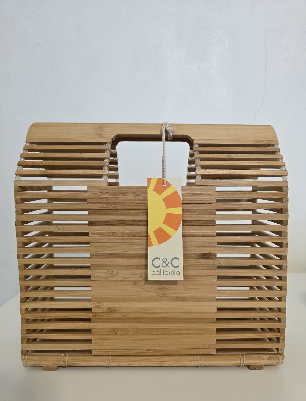 C&C California Bamboo Slat Tote - Natural Wood